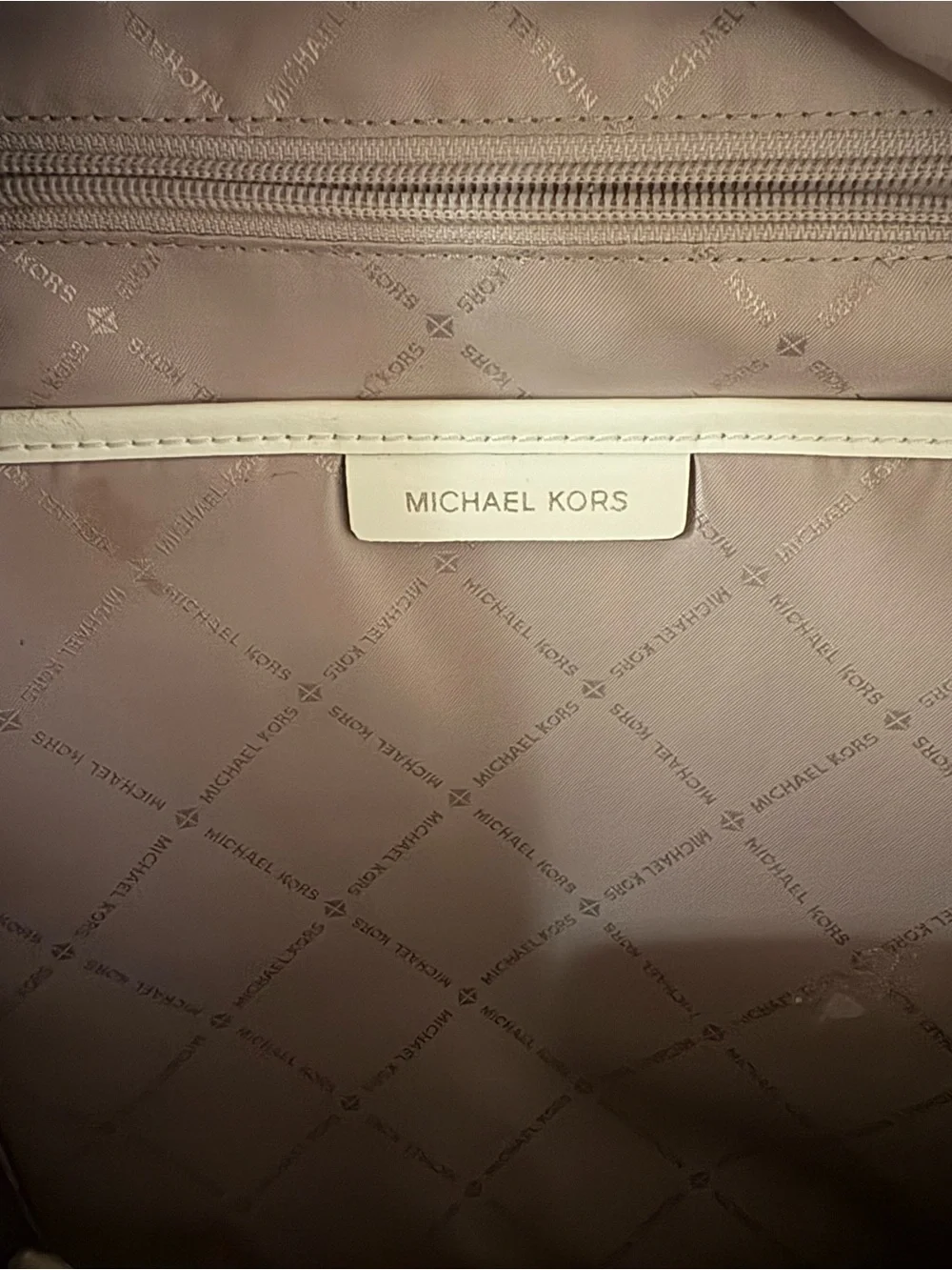 MICHAEL KORS Cream Leather Backpack with Silver Hardware